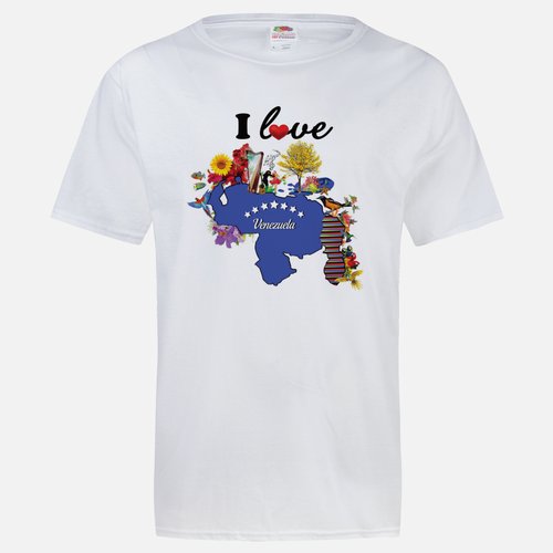 White T-shirt - Blue map
